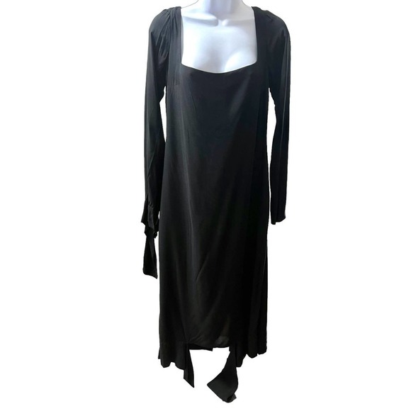 JOVANA Markovik Black Long Sleeve Tie Wrist Square Neck Dress Size 40/10 - Picture 1 of 6